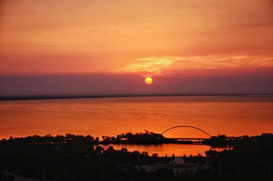 骆马湖夕阳