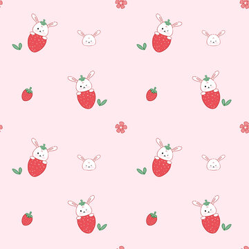 文创家纺图案草莓兔子