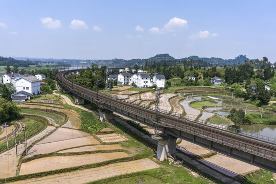 户外乡村铁路交通