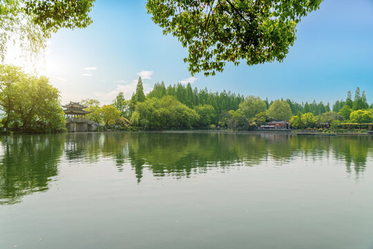 西湖十景玉带桥街景