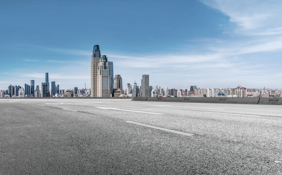 道路地面与城市风光