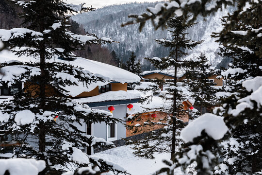 黑龙江雪乡雪景旅游民宿东北农村