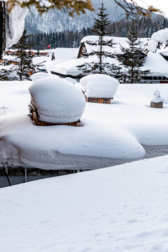 黑龙江雪乡雪景旅游民宿东北农村