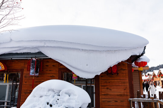 积雪冰晶冰凌冰挂结冰雾凇东北