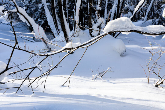 冬季天森林雪景树挂东北老里克湖