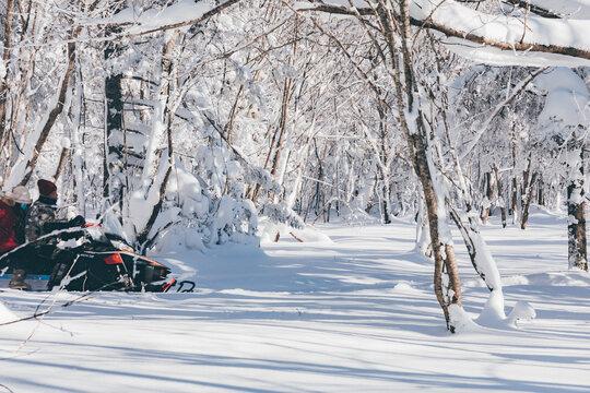 冬季天雪景东北旅游雪地摩托滑雪