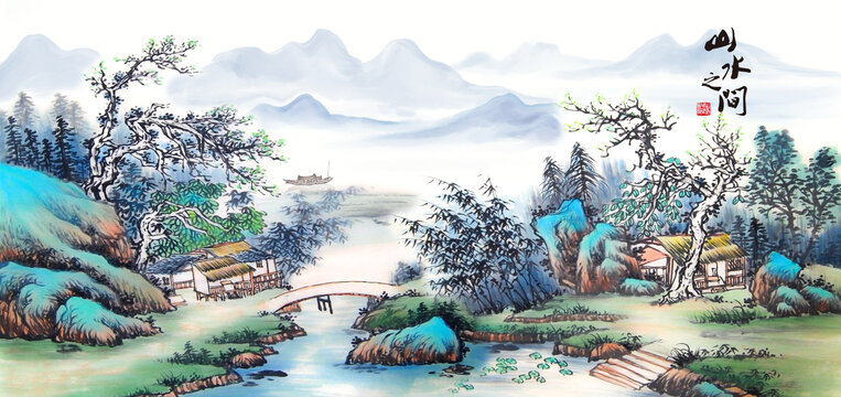 仿古山水畫