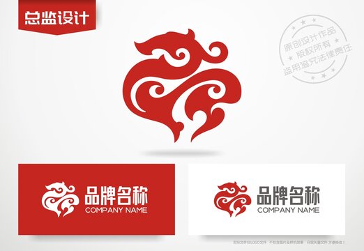 麒麟logo祥云设计标志