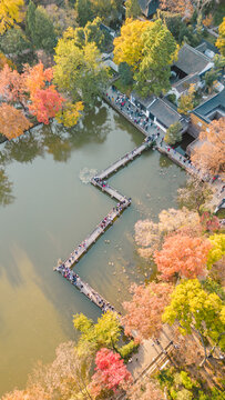 苏州天平山秋景航拍