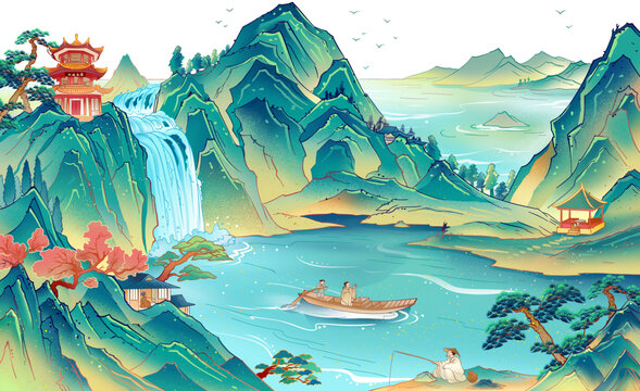 山水國風(fēng)插畫