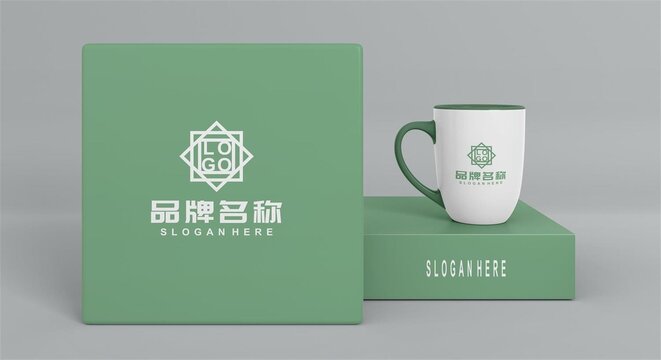 杯子礼盒套装logo样机