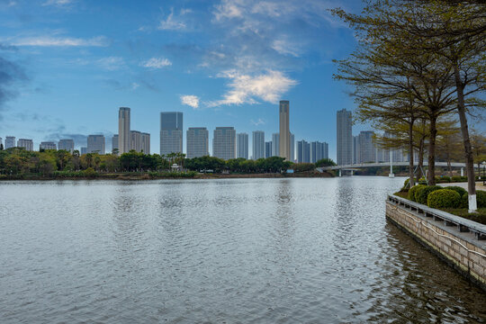 厦门集美区蓝天白云都市风景