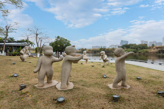 厦门集美区杏林湾绿道公园风景