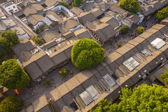 航拍福州三坊七巷建筑景观