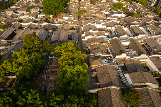 航拍福州三坊七巷建筑景观