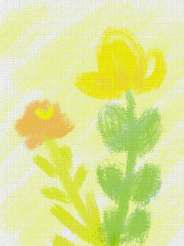 春季清新手绘麻布油画鲜花图案