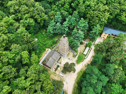 航拍陕西西安南五台圣寿寺塔