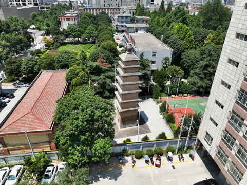 航拍陕西宝鸡眉县净光寺塔