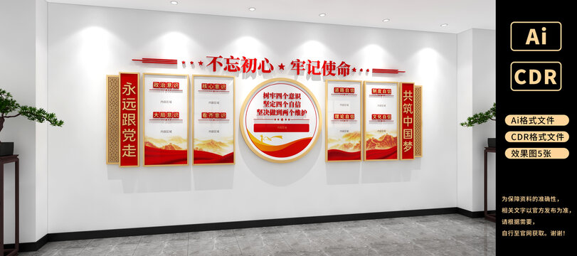 四個意識四個自信兩個維護(hù)文化墻