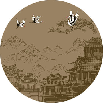 线条山水画