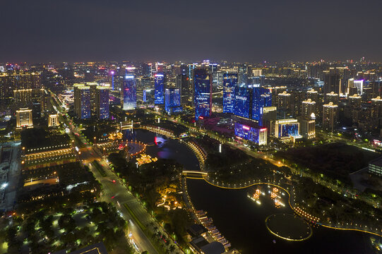 佛山南海千灯湖城市建筑风光夜景