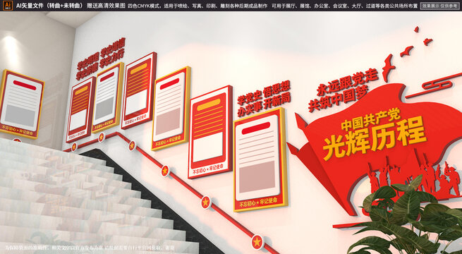 黨的光輝歷程樓梯文化墻