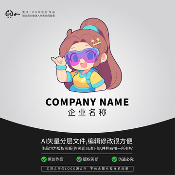 小女孩VR二次元吉祥物LOGO