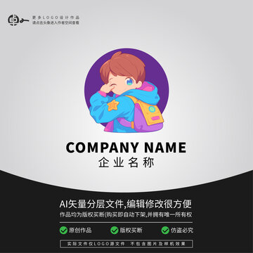 二次元卡通人物小男孩LOGO