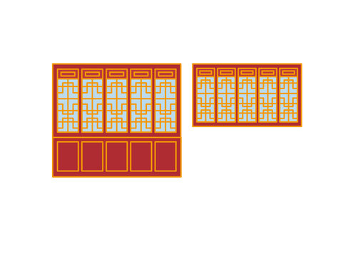 古代建筑門窗紋樣矢量素材