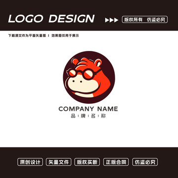 卡通河马logo标志