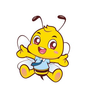 卡通可愛小蜜蜂經(jīng)理形象矢量圖