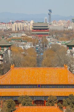 北京中轴线景山寿皇殿鸟巢鼓楼