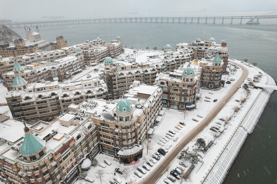 大连风光星海湾欧式建筑航拍