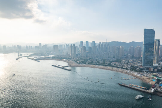 大连地标城市风光星海广场航拍