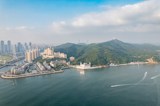 大连地标城市风光星海广场航拍