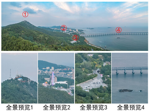 大连地标莲花山跨海大桥航拍