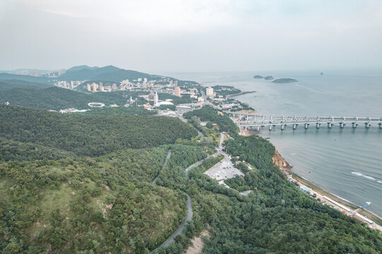 大连星海湾跨海大桥游艇码头航拍