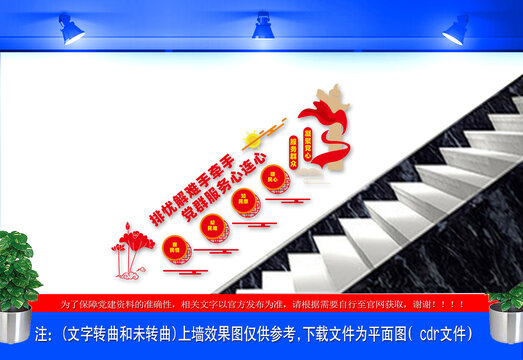 黨群服務(wù)中心樓梯文化墻