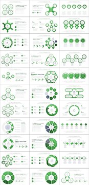 绿色圆圈信息图形图表PPT