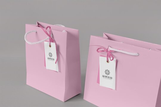 粉色礼品袋logo样机