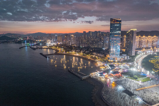 大连地标城市风光星海广场航拍