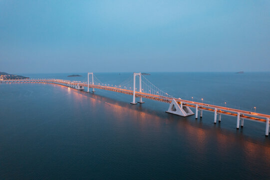 大连星海湾跨海大桥城市夜景航拍