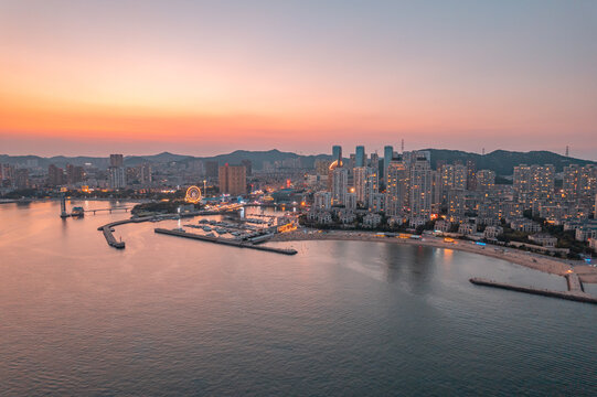 大连地标都市城市风光楼房夜景