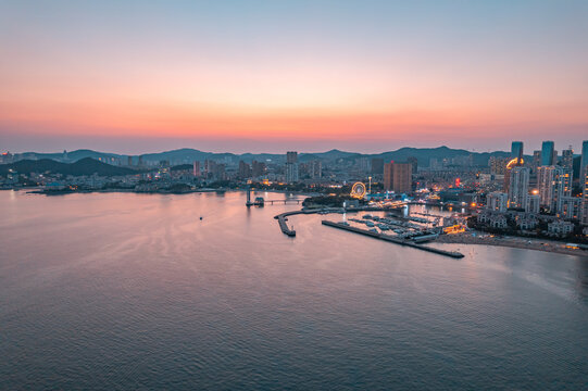 大连地标都市城市风光楼房夜景