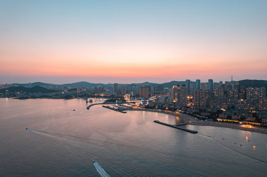 大连地标都市城市风光楼房夜景