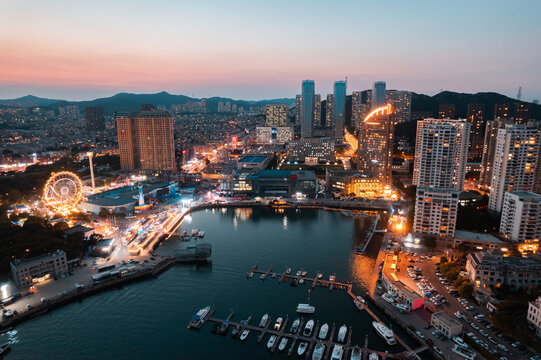 大连地标都市城市风光楼房夜景