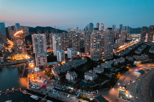 大连地标都市城市风光楼房夜景