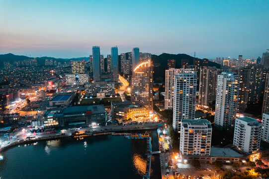 大连地标都市城市风光楼房夜景