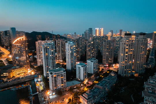 大连地标都市城市风光楼房夜景