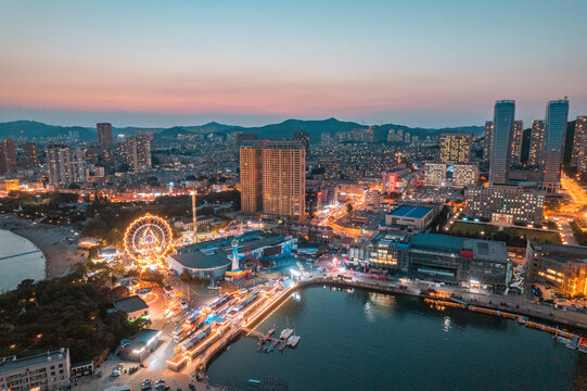 大连地标都市城市风光楼房夜景